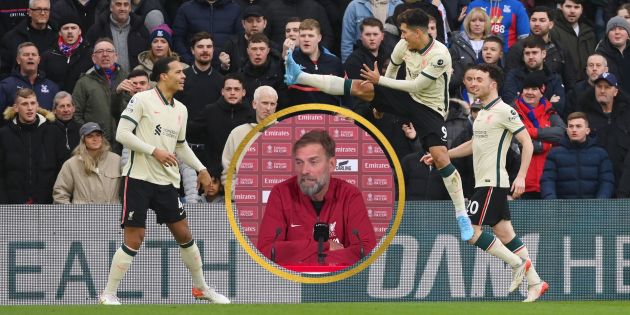 Klopp, van Dijk, Jota, Firmino