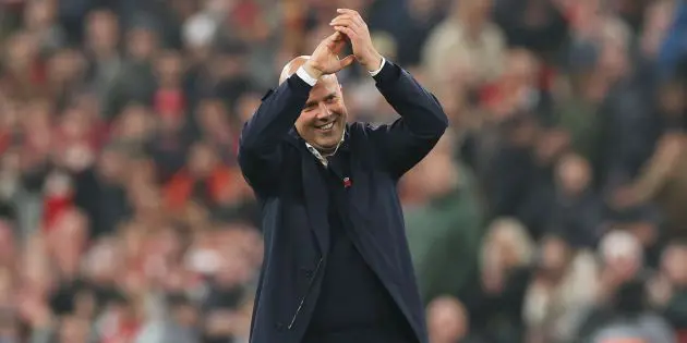 Arne Slot applauds Liverpool fans