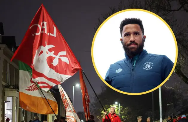 Andros Townsend and a Liverpool flag.