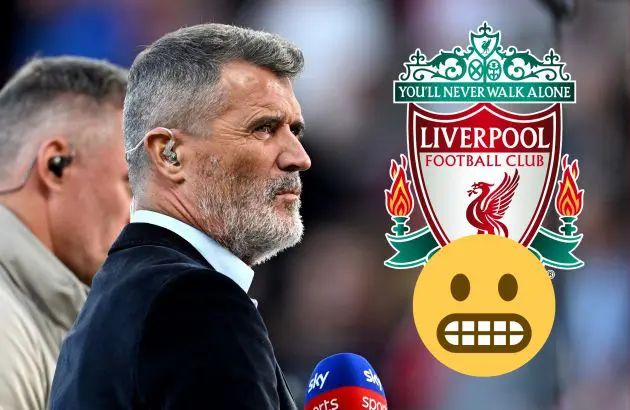 Roy Keane and the Liverpool FC crest.