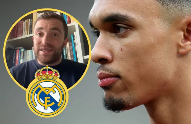 Trent Alexander-Arnold of Liverpool and transfer news journalist Fabrizio Romano.