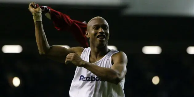 El Hadji Diouf scores for Liverpool in a shoot-out