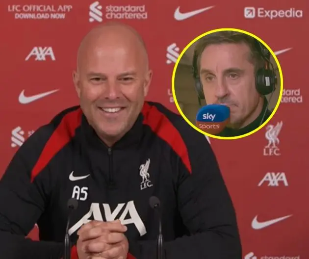 Arne Slot has fired a cheeky dig at Gary Neville