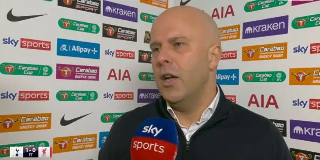 Arne Slot on Stuart Attwell's decisions against Tottenham