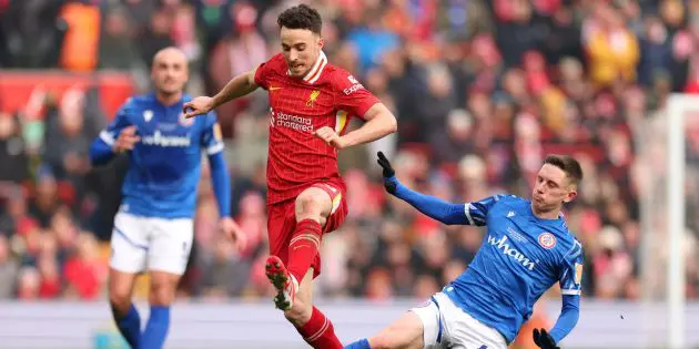 Diogo Jota plays against Accrington Stanley