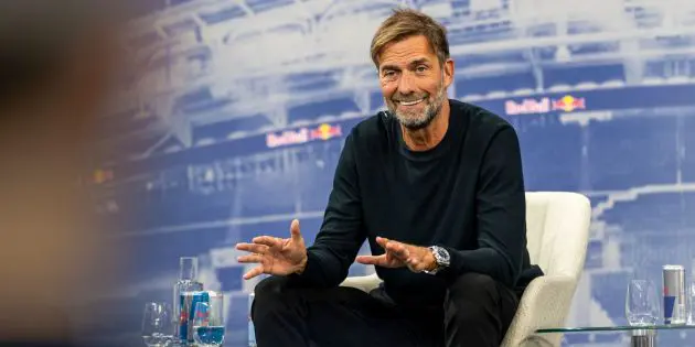 Jurgen Klopp faces the press for Red Bull