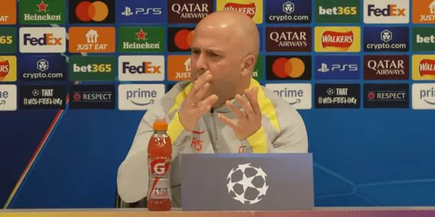 Arne Slot on Real Madrid dressing room party