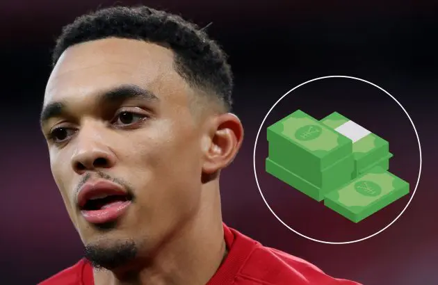 Trent Alexander-Arnold looks on during a warm-up ahead of Liverpool v Manchester City.