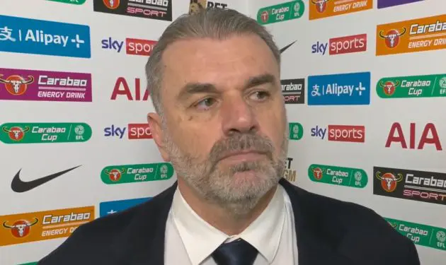 Ange Postecoglou had sympathy with Arne Slot over Lucas Bergvall escaping a second yellow card against Liverpool