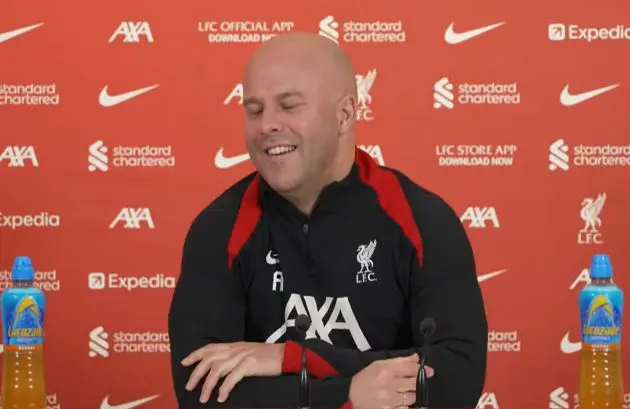 Arne Slot laughed off a question aboiut him 'resting' players against Manchester United