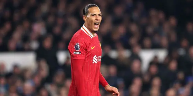 Virgil van Dijk in action against Everton
