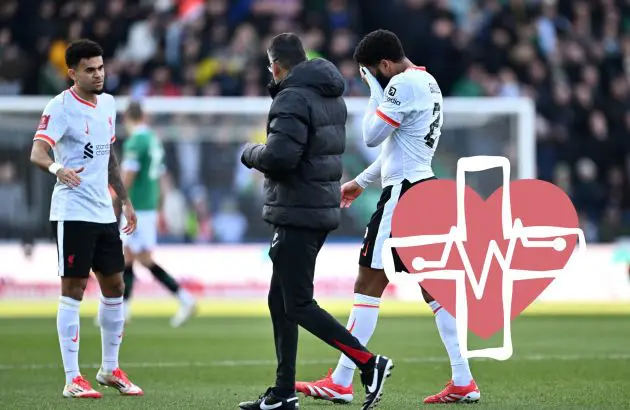 Joe Gomez covers his face with his shirt walking off the pitch.