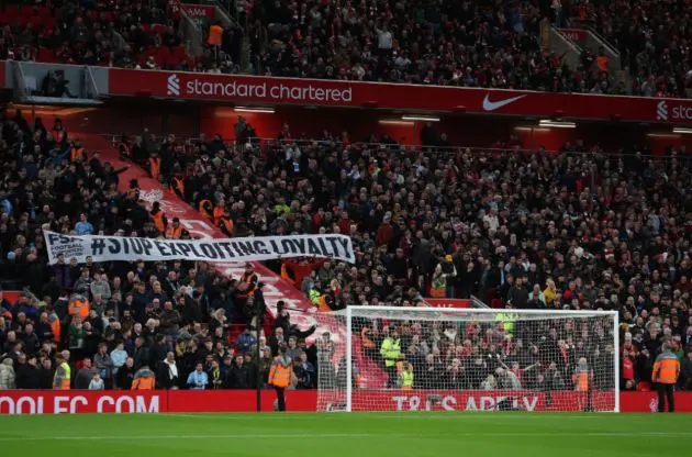 Liverpool and Man City fans make their feeling known about modern-day ticket prices