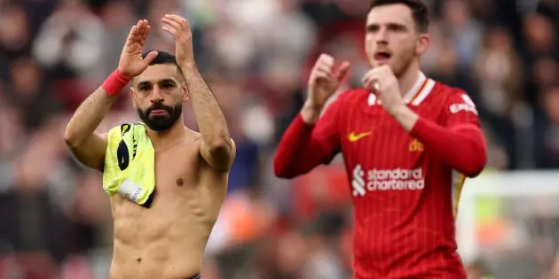 Mo Salah celebrates after beating Southampton