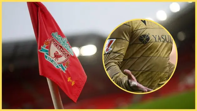 Martin Zubimendi shouts in celebration next to Liverpool corner flag.