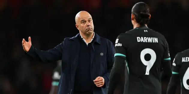 Arne Slot after the draw with Arsenal and with Darwin Nunez