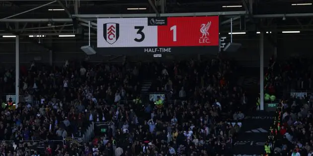 The halftime score against Fulham