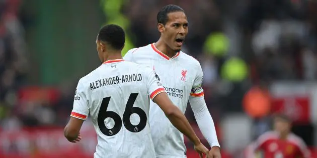 Virgil van Dijk and Trent Alexander-Arnold at Old Trafford