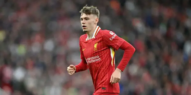 Conor Bradley in action for Liverpool
