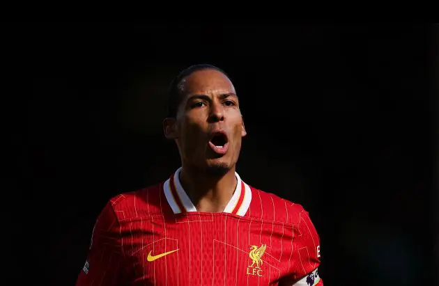 Virgil van Dijk shouts at Liverpool teammates at Craven Cottage.