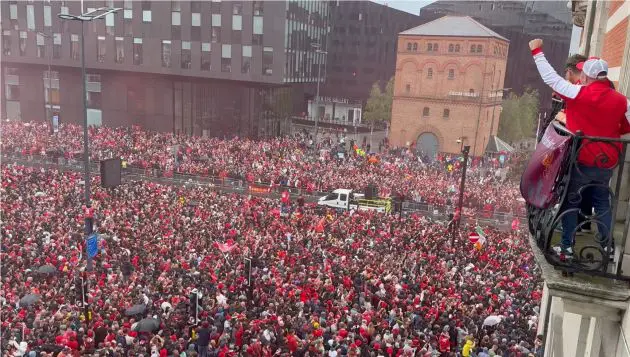 Liverpool fans packed out the Strand well before the bus parade was due into the city centre