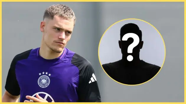 Florian Wirtz runs in training next to a picture of a silhouette.