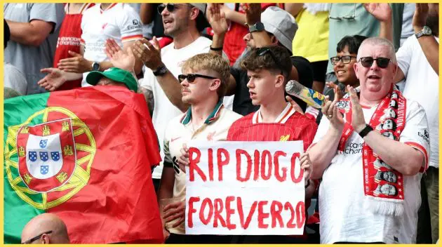 Liverpool fans paid tribute to Diogo Jota during the friendly against AC Milan