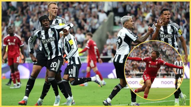Dan Burn congratulated Rio Ngumoha after the teenager's last-gasp winner against Newcastle