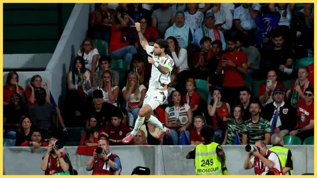 Dominik Szoboszlai celebrates scoring for Hungary