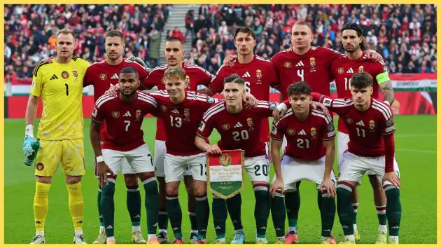 Dominik Szoboszlai and Milos Kerkez with the Hungary squad before playing Ireland
