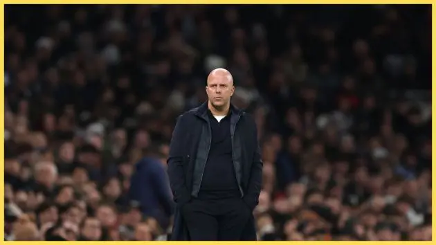Arne Slot watches Liverpool play Tottenham