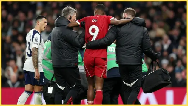 Alexander Isak went off injured after scoring in Liverpool's win over Spurs