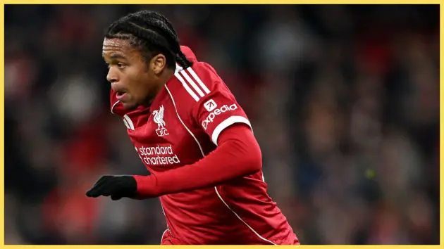 Rio Ngumoha of Liverpool runs with the ball during the Premier League