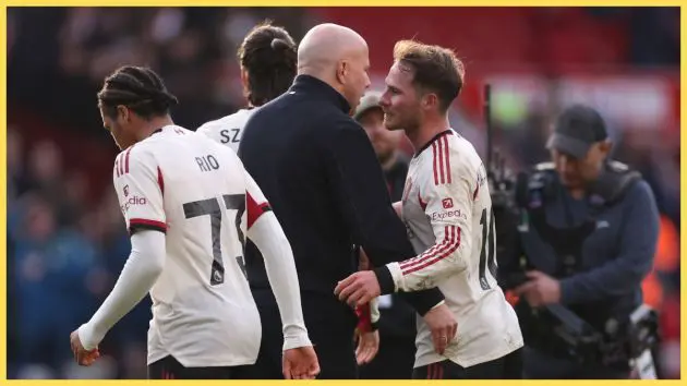 Arne Slot and Alexis Mac Allister after beating Nottingham Forest