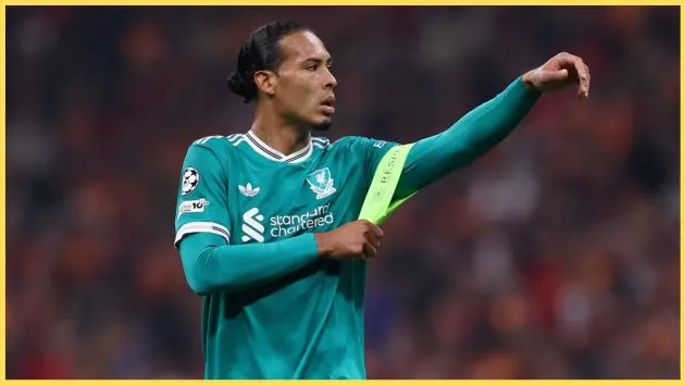 Virgil van Dijk pulls at his captain's armband