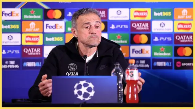 Luis Enrique, Head Coach of Paris Saint-Germain, speaks to the media