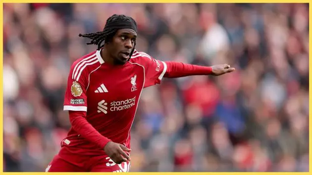 Jeremie Frimpong of Liverpool during the Premier League match between Liverpool and Fulham at Anfield