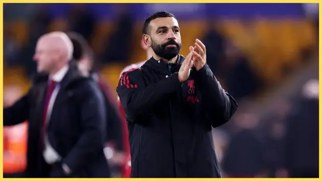 Mo Salah claps his hands during Liverpool game.