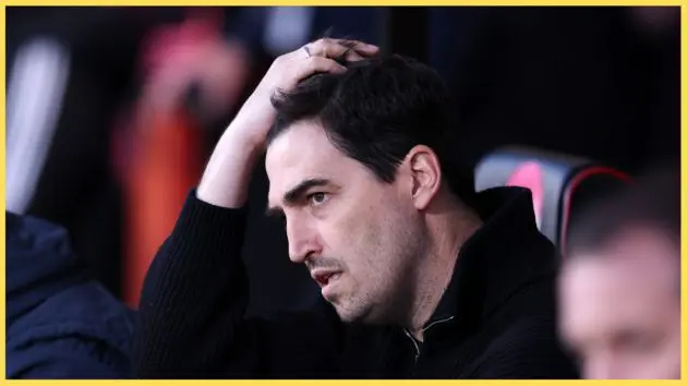 Andoni Iraola cuts a frustrated figure in the Bournemouth dugout