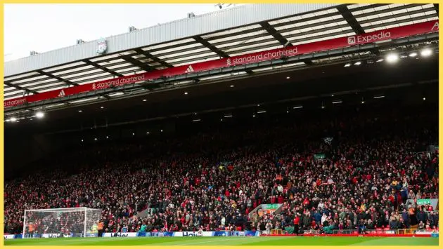 A picture of the Kop at Anfield on matchday