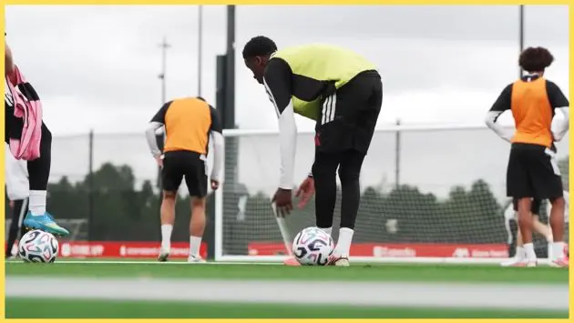 Liverpool players pictured during a training session