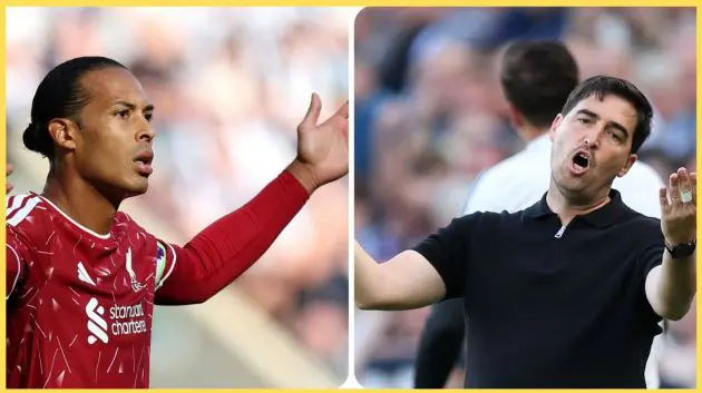 Virgil van Dijk and Andoni Iraola both cut frustrated figures during Liverpool's draw against Newcastle