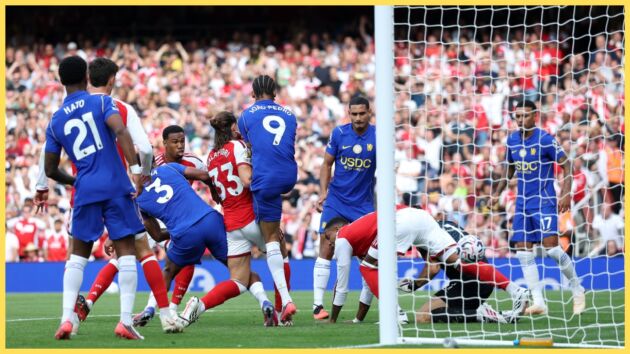 Arsenal and Chelsea in action at the Emirates Stadium