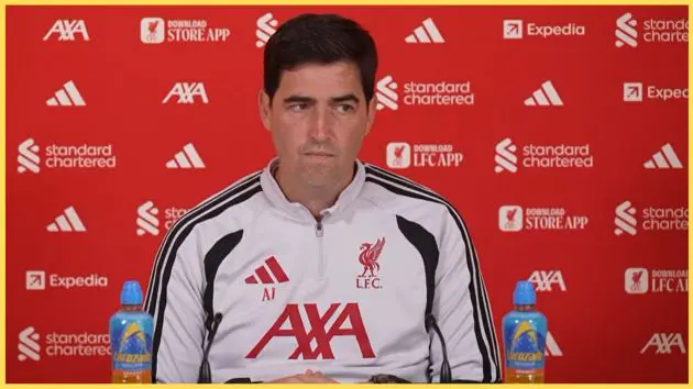 Andoni Iraola speaks to the media at a press conference