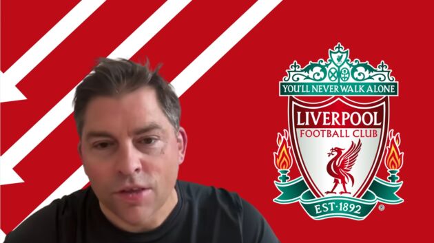 The Athletic's James Pearce pictured beside the Liverpool crest