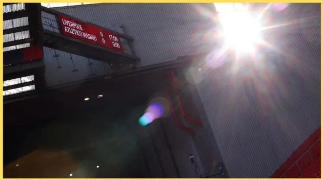 A picture of the scoreboard at Anfield before Liverpool's game against Atletico