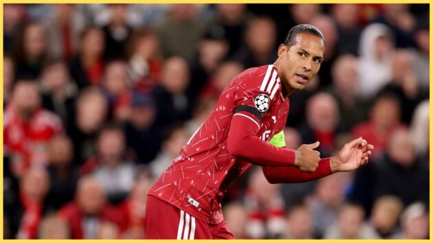 Virgil van Dijk running during a Liverpool match